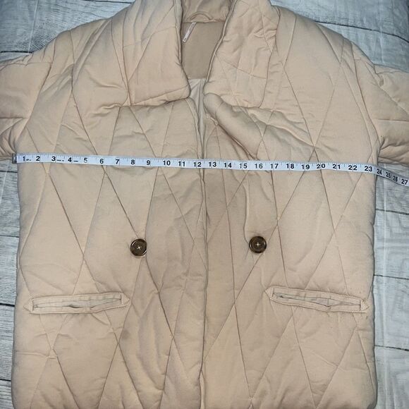 Free People Tawny Pillow Quilted Jacket Coat Cream Puffy Boyfriend sz M Medium - Picture 5 of 10